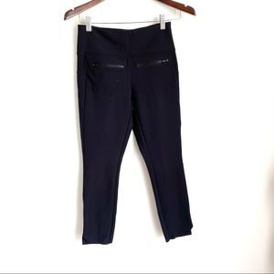 ATHLETA Womens XS Petite Black Front Zip Cropped Pull On Pants P5